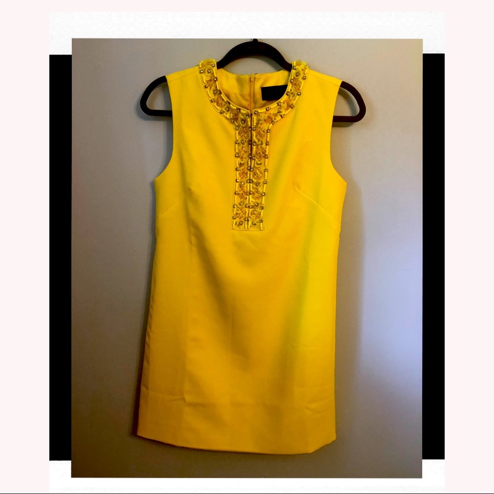 Yellow shift dress, beautiful embellishment UK8